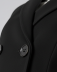 Cappotto Donna Lungo Nero Poliestere Doppiopetto