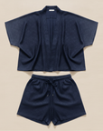 Completo Coordinato Uomo Camicia Kimono-Style e Pantaloncini - Blu Notte