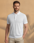 Polo Uomo in Mesh Traspirante – Fresca e Sportiva Estiva - Bianco - indossato
