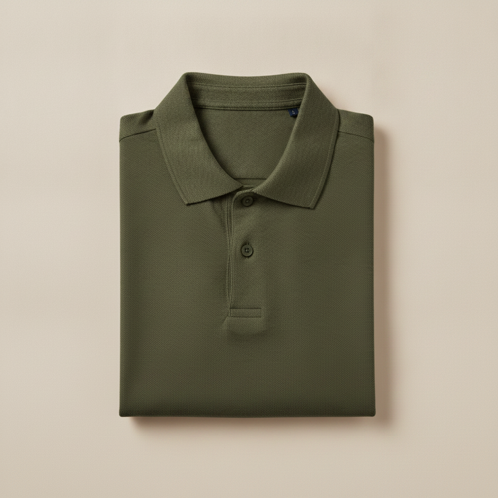 Polo Uomo in Misto Lino – Traspirante e Fresca per l'Estate - Verde Oliva
