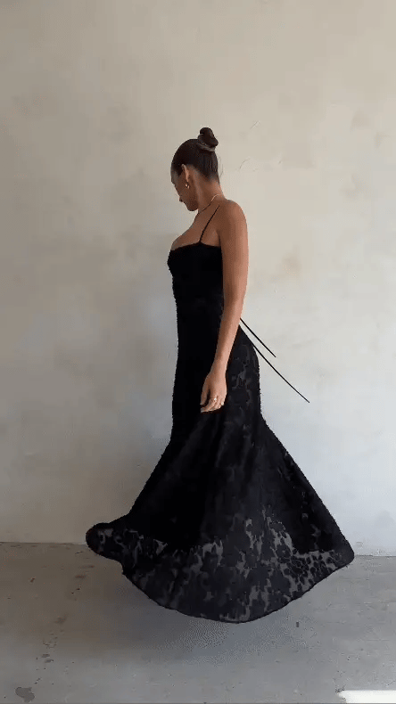 Abito lungo donna in tessuto leggero, taglio svasato — vista 51