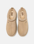 UGG Tazz Mustard Seed ciabatte platform donna in pelle scamosciata e montone senape, dettaglio interno