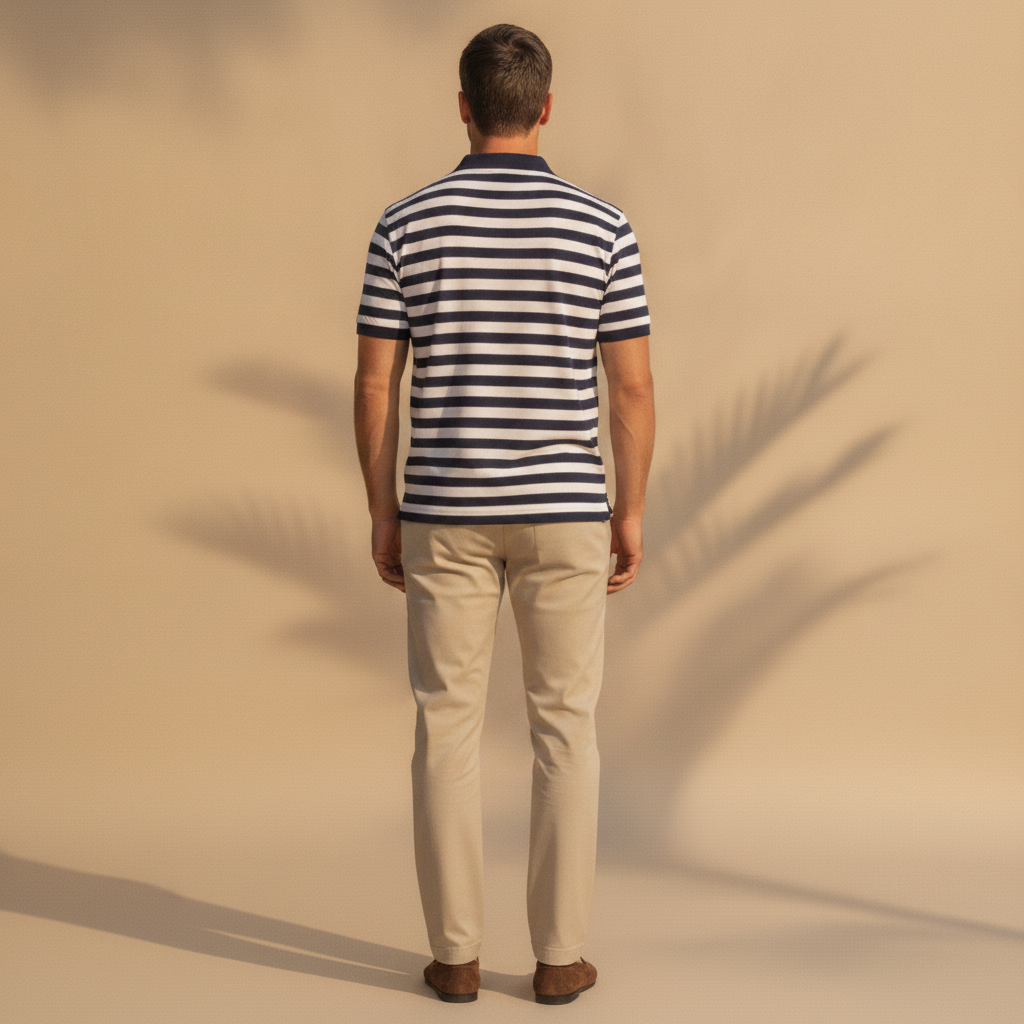 Polo Uomo a Righe Marinière – Stile Nautico Mediterraneo - vista posteriore