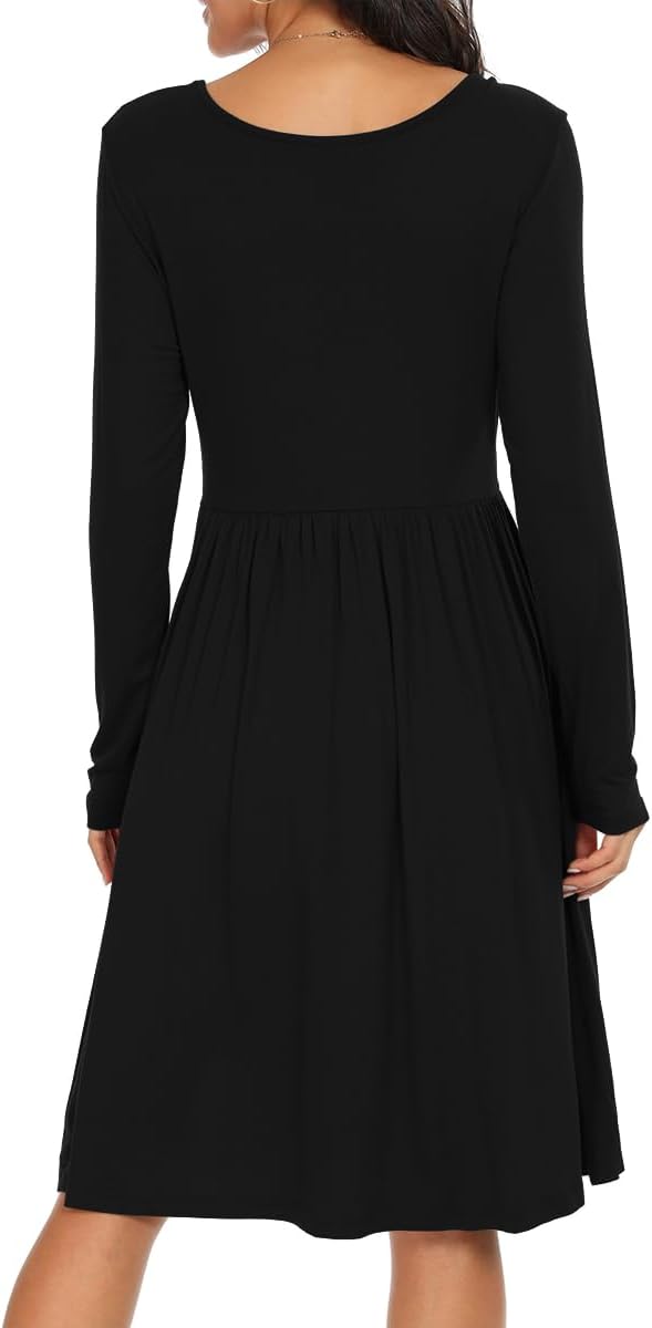 Julie Abito Midi A-Line – Abito Casual Maniche Lunghe con Tasche Donna