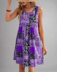 Mini abito boho donna in tessuto leggero – design patchwork senza maniche