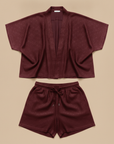 Completo Coordinato Uomo Camicia Kimono-Style e Pantaloncini - Bordeaux