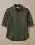 Camicia Uomo in Lino Tinta Unita – Eleganza Naturale Raffinata - Verde Oliva