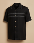 Camicia Bowling Uomo Manica Corta – Stile Rétro Anni '50 - Nero