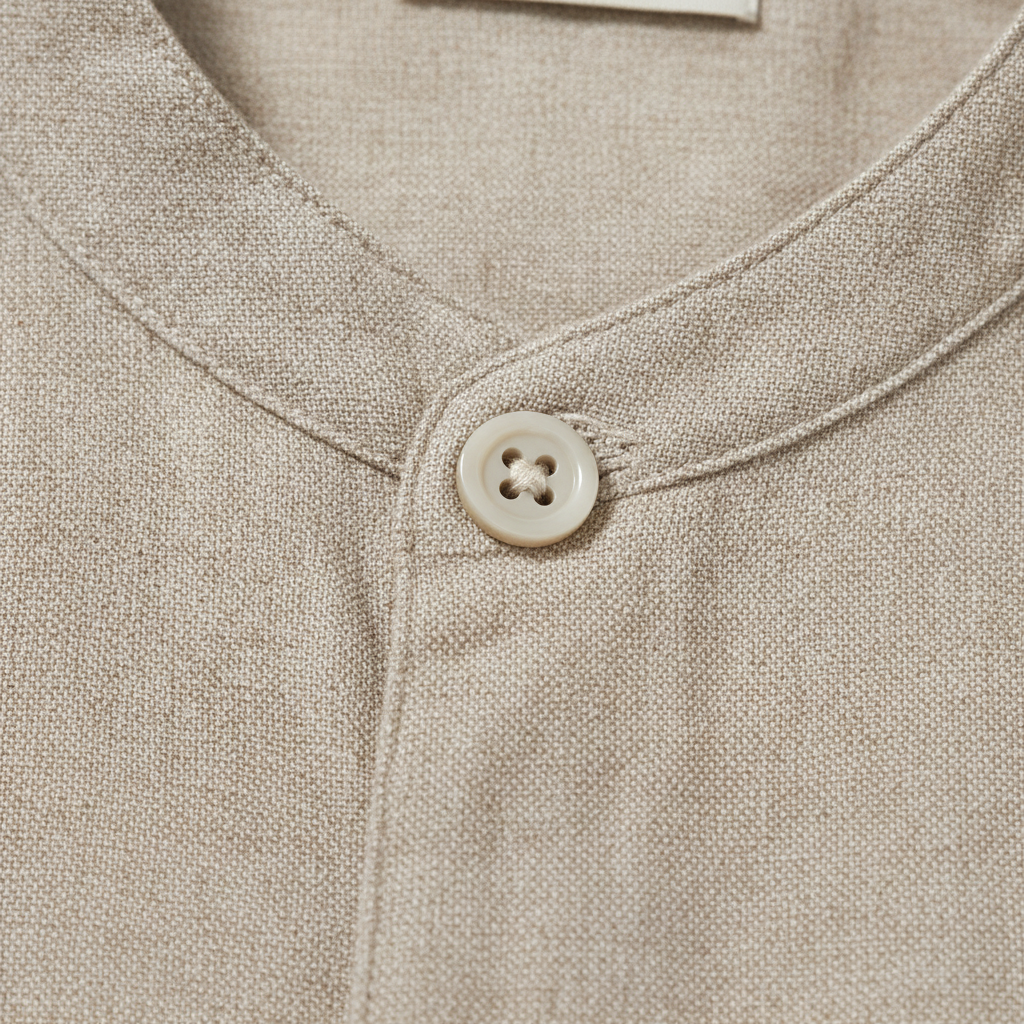 Completo Coordinato Uomo in Lino – Camicia e Pantaloncini Naturali - dettaglio
