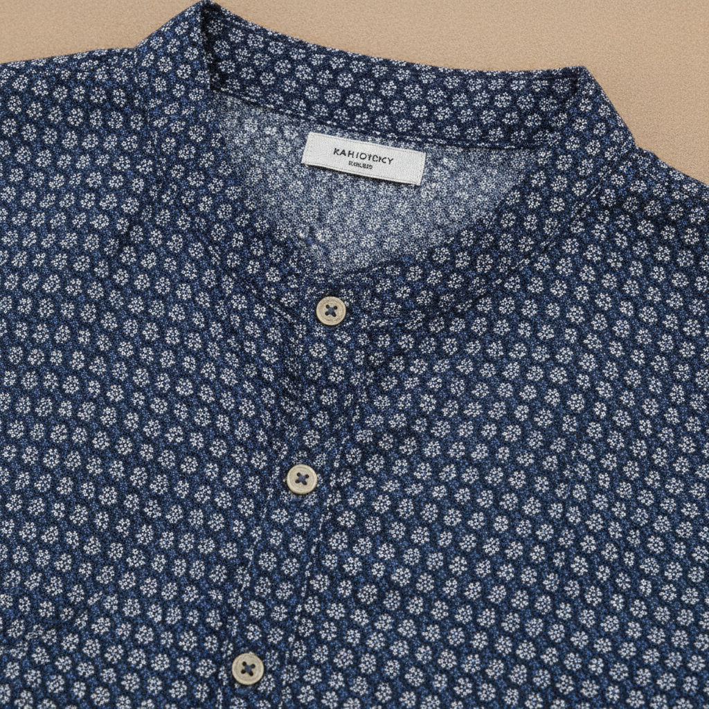 Completo Coordinato Uomo Camicia Popeline Mini-Stampa e Pantaloncini - dettaglio