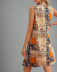 Mini abito boho donna in tessuto leggero – design patchwork senza maniche