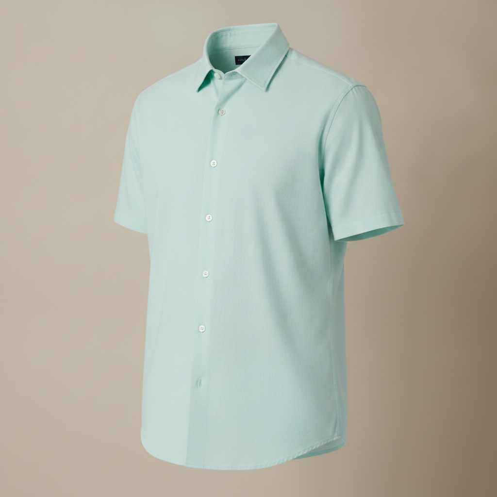Camicia Uomo Manica Corta in Cotone – Casual Elegante Versatile - Verde Menta