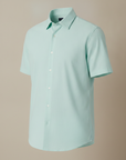 Camicia Uomo Manica Corta in Cotone – Casual Elegante Versatile - Verde Menta