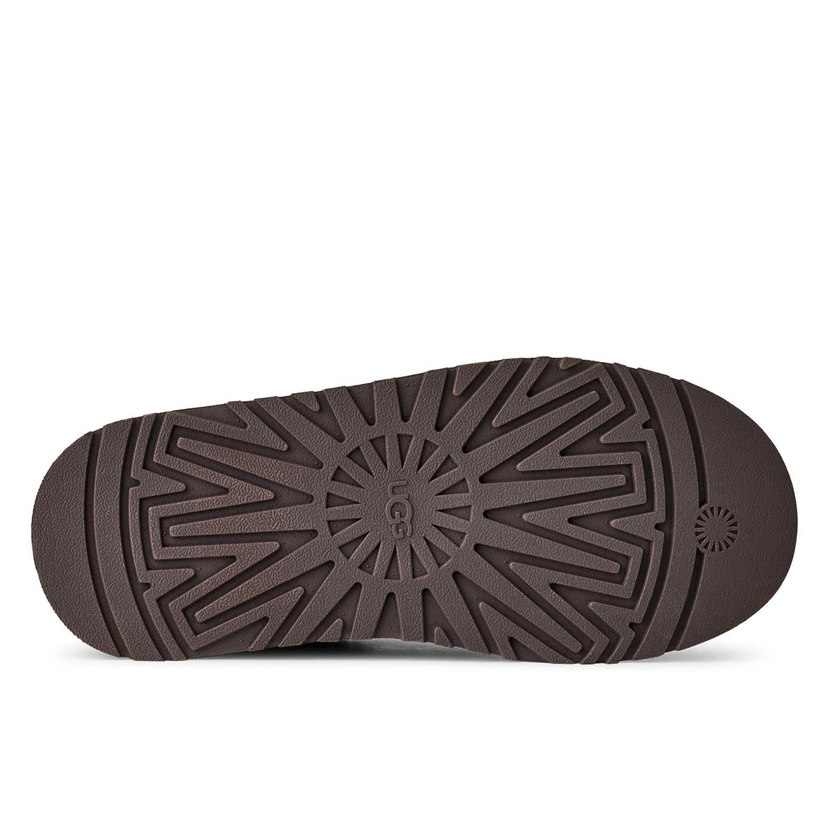 UGG Tazz II Rocky Oak ciabatte platform donna in pelle scamosciata e montone marrone quercia, vista dall'alto