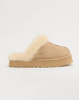 UGG Disquette Sand sabot donna in pelle scamosciata e montone beige sand, vista laterale