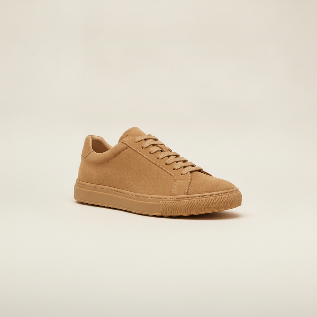 Sneakers Uomo in Pelle Scamosciata Beige – Casual Chic Naturale - Cammello