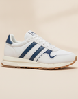 Sneakers Uomo Retrò in Camoscio – Stile Running Vintage Anni '80 - Navy con Bianco