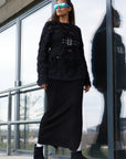 UGG Classic Ultra Mini Platform Black stivaletti con zeppa donna in pelle scamosciata e montone nero, vista dall'alto