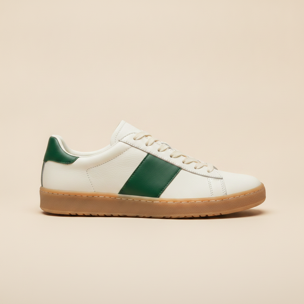 Sneakers Uomo Tennis Vintage Verde – Rétro Elegante Anni '70 - vista laterale