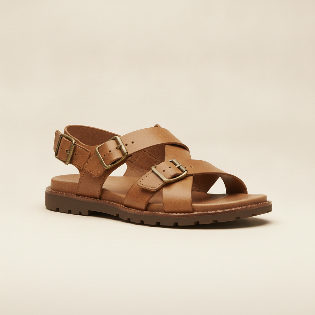Sandali Uomo in Pelle – Eleganti e Comodi Estivi - Cuoio