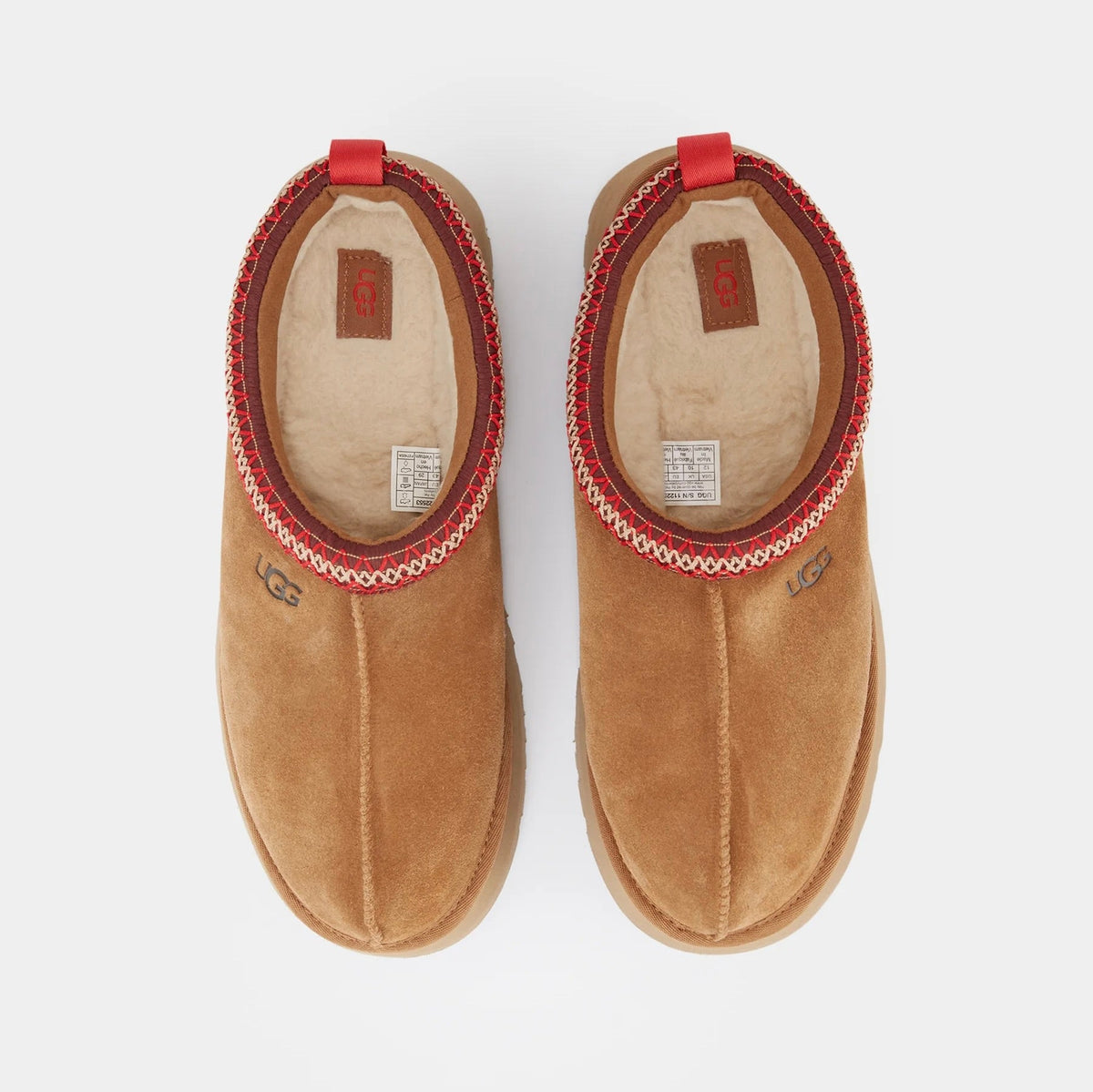 UGG Tazz Chestnut ciabatte platform donna in pelle scamosciata e montone marrone chestnut, dettaglio suola