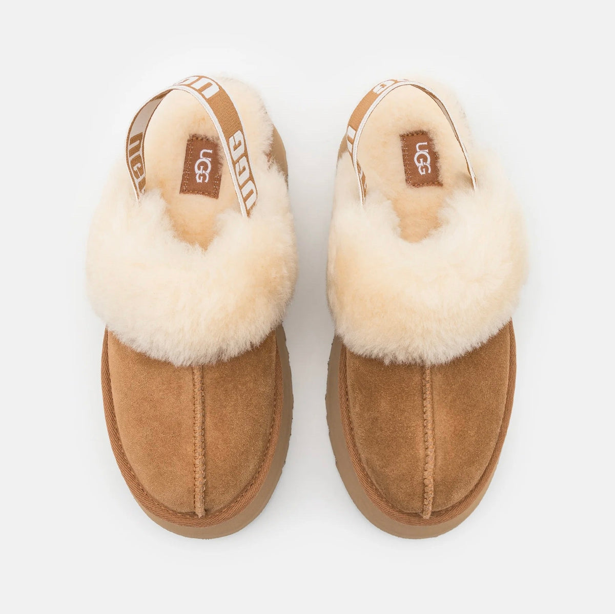UGG Funkette Chestnut sabot platform donna in pelle scamosciata e montone marrone chestnut, dettaglio interno