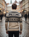 Maglione Uomo con Zip e Motivo Natalizio