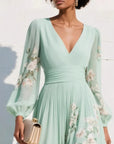 Abito lungo donna in chiffon, taglio svasato — vista 4