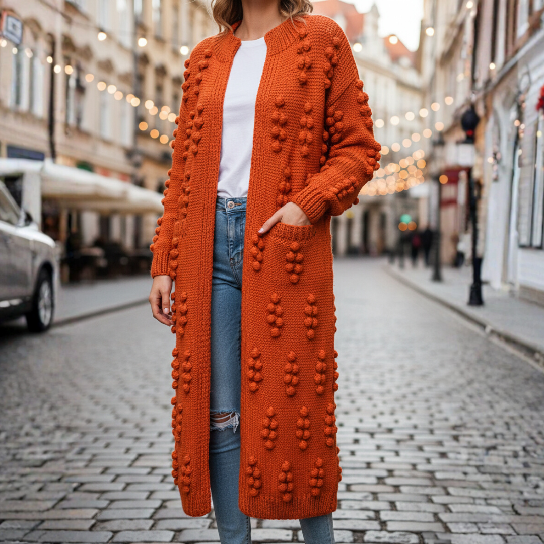 Cardigan Donna Lungo Maglia Spessa Bohémien