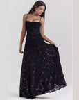 Abito lungo donna in chiffon, aderente