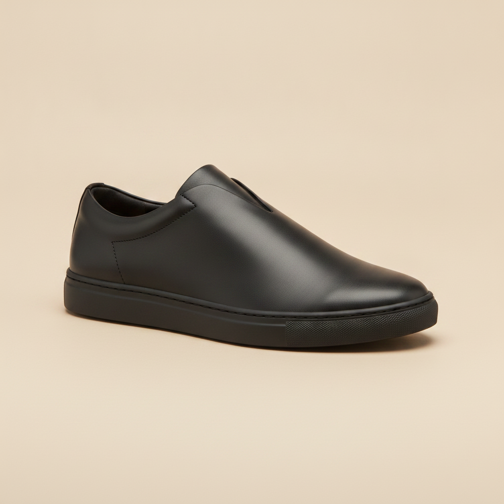 Sneakers Uomo Minimaliste Total Black – Eleganza Urbana Pulita - Nero Opaco