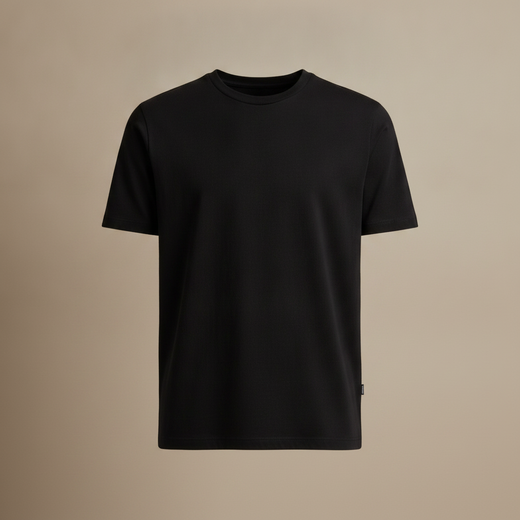T-shirt Uomo in Cotone Premium Girocollo – Basic Essenziale - Nero