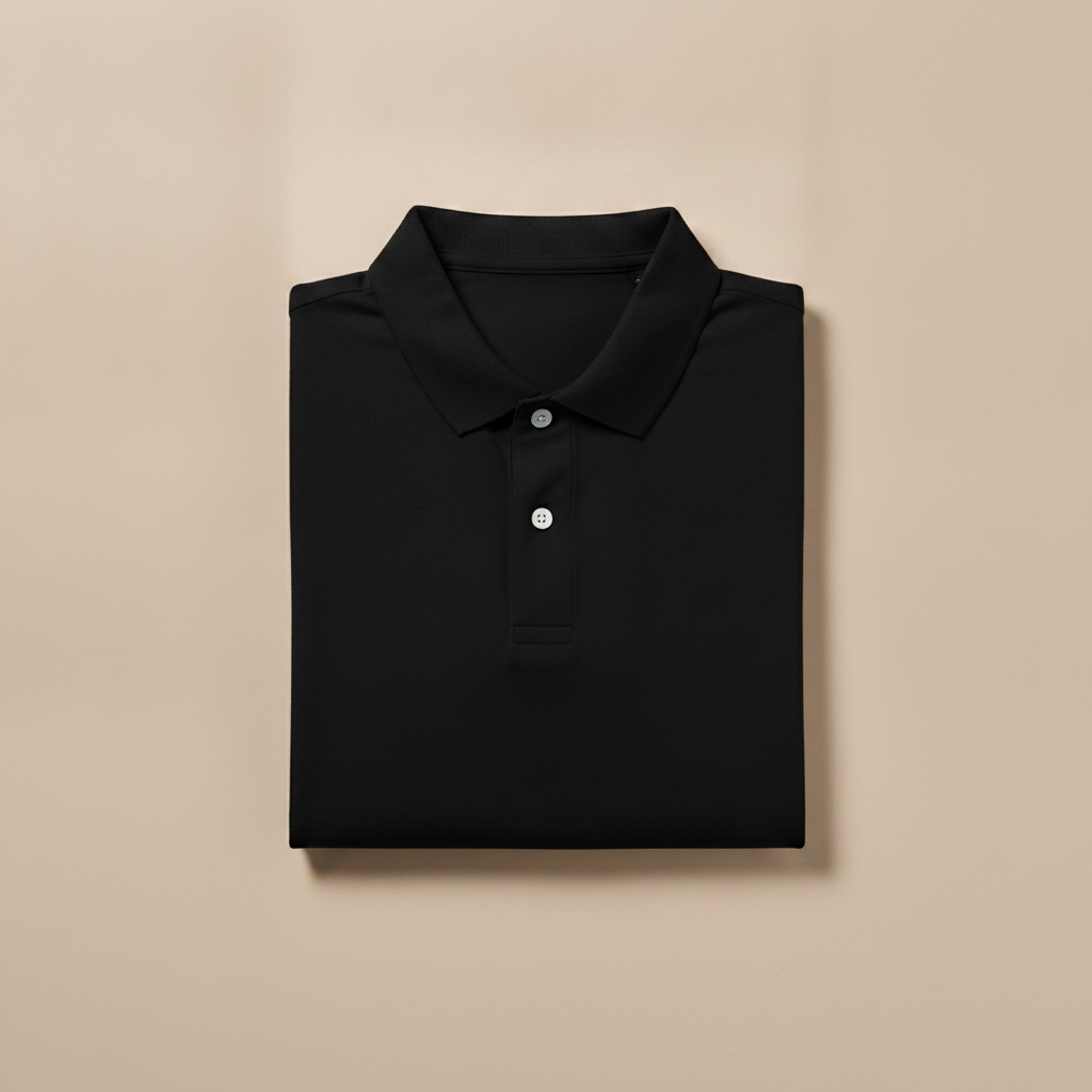 Polo Uomo in Jersey di Cotone Morbido – Comfort Casual Quotidiano - Nero