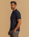 Polo Uomo Micro-Fantasia – Motivo Discreto ed Elegante - vista laterale