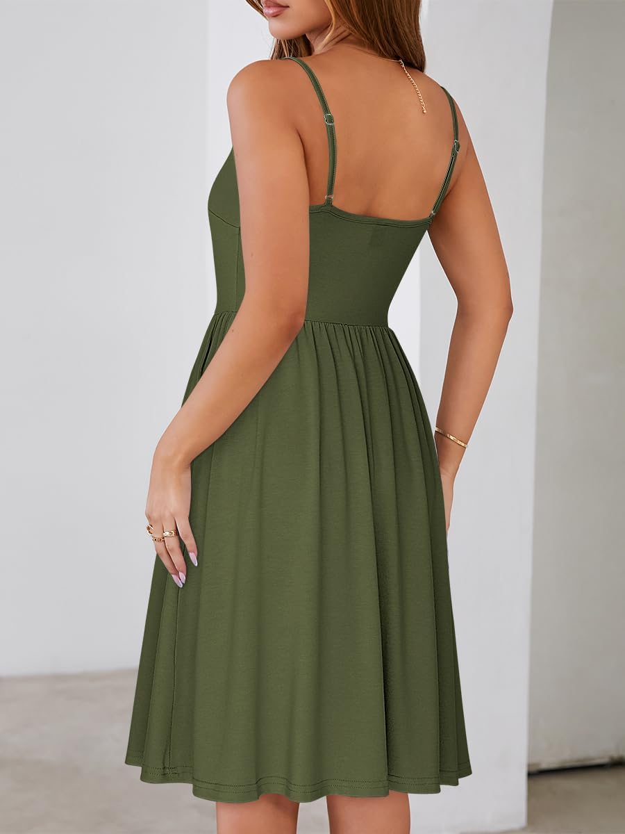 Vestito Lina Estate Donna – Vestito A-Line con Spalline Regolabili e Tasche Elegante