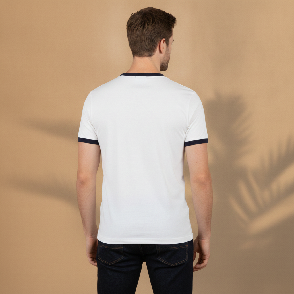T-shirt Uomo con Bordi a Contrasto – Stile Ringer Rétro - vista posteriore