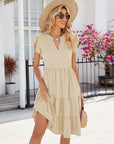 Mila Abito Midi Donna – Abito Scollo a V con Volant Senza Maniche con Tasche Estate