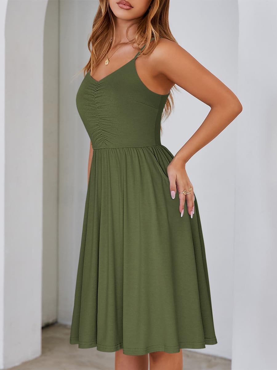 Vestito Lina Estate Donna – Vestito A-Line con Spalline Regolabili e Tasche Elegante