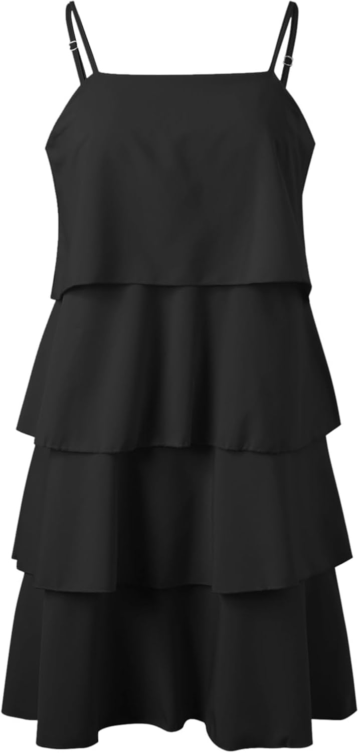 Camille Abito Donna – Abito Maxi Volant Scollo a V Senza Maniche Chiffon Plissé Estate