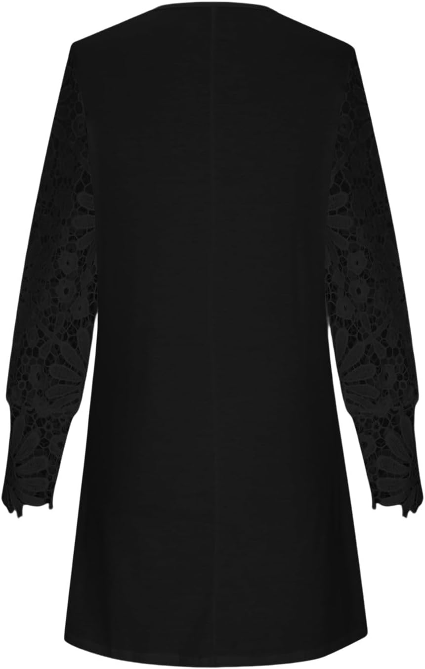 Vestito Donna Elegante Victoria – Vestito Corto in Pizzo con Scollo a V e Maniche Lunghe