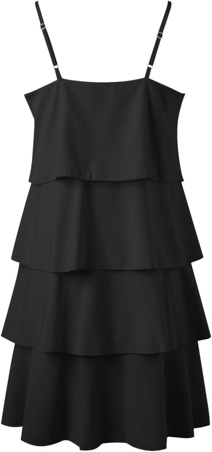 Camille Abito Donna – Abito Maxi Volant Scollo a V Senza Maniche Chiffon Plissé Estate