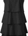 Camille Abito Donna – Abito Maxi Volant Scollo a V Senza Maniche Chiffon Plissé Estate
