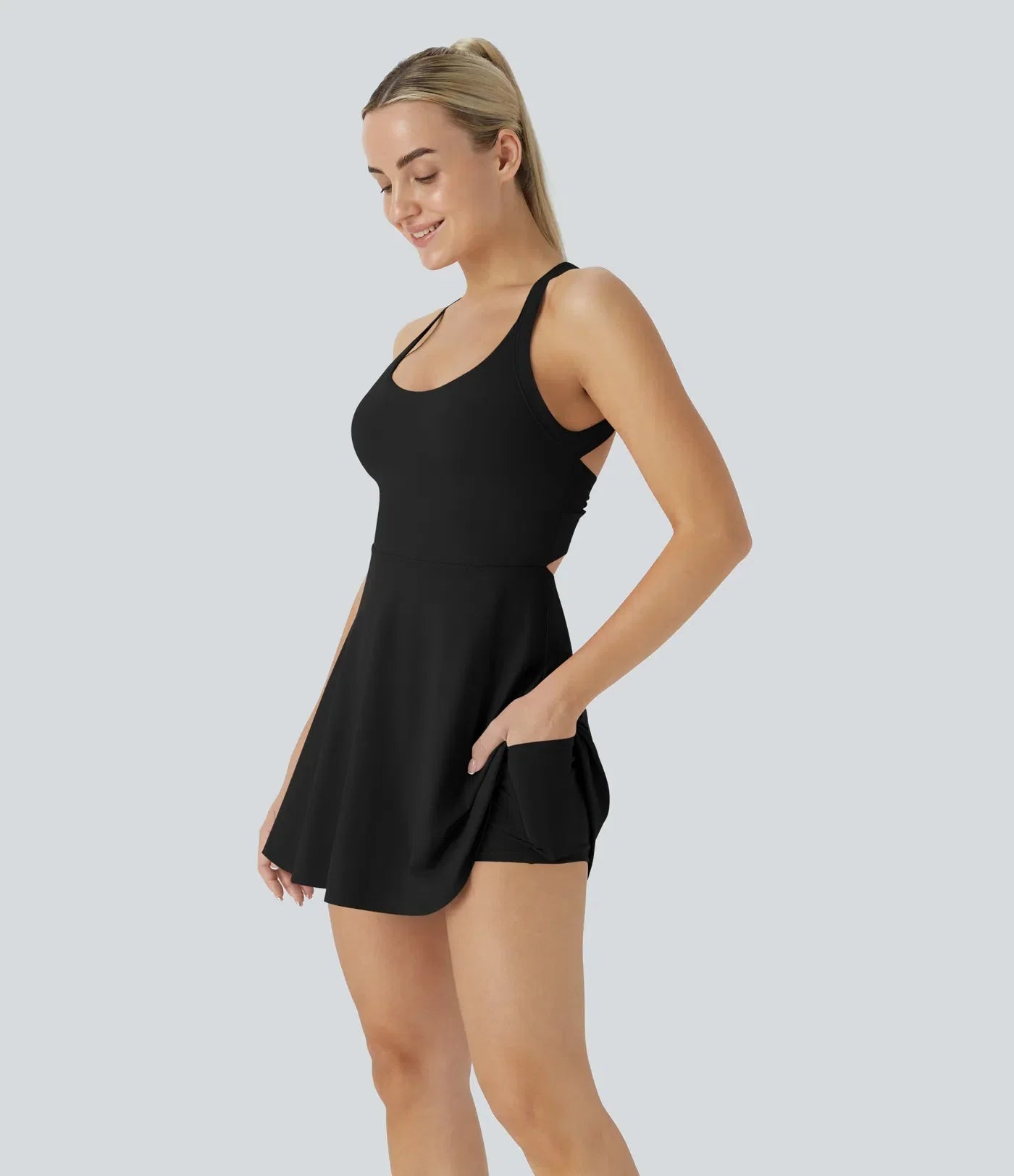 Vestito Mini Sportivo Elasticizzato per Donna – Pantaloncino Integrato Taglio Svasato