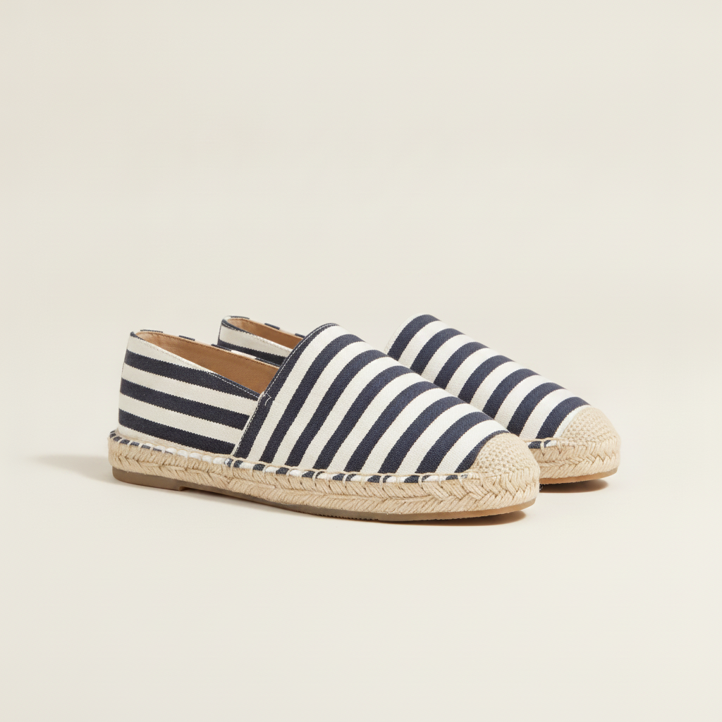 Espadrillas Uomo a Righe – Stile Mediterraneo Vivace - Nero e Bianco