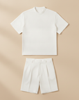 Completo Coordinato Uomo Camicia e Pantaloncini con Pinces - Bianco