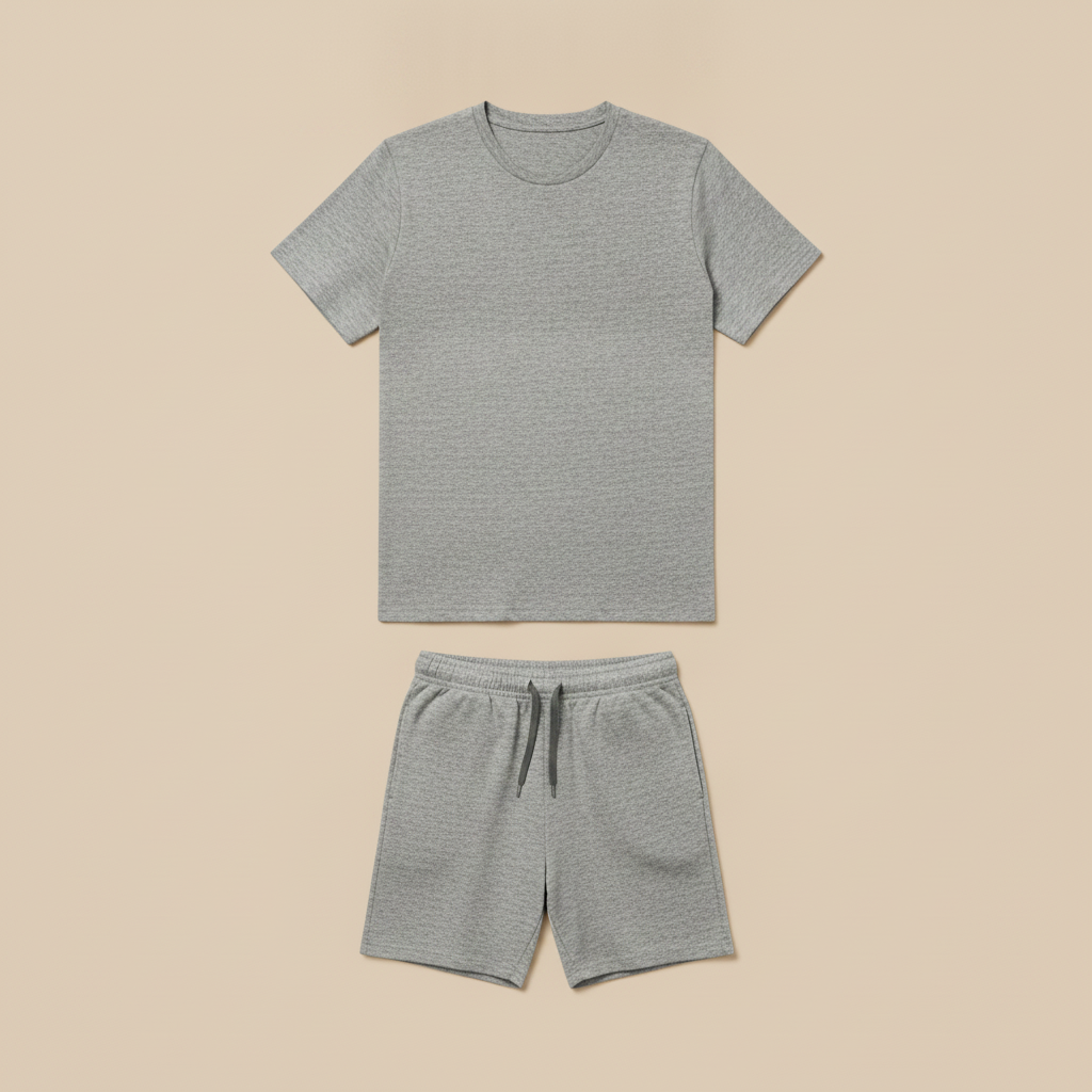 Completo Coordinato Uomo T-shirt e Pantaloncini - Grigio Melange