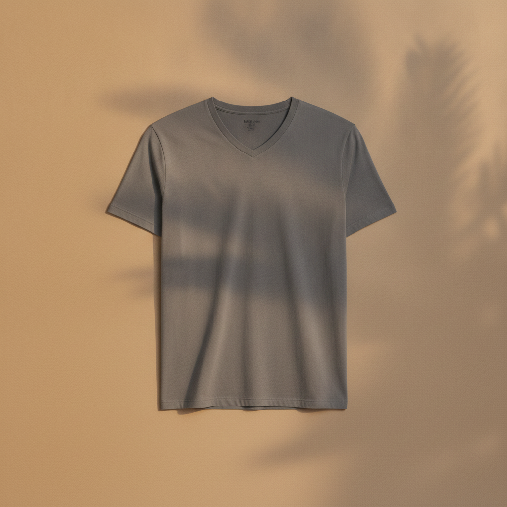T-shirt Uomo Scollo a V in Cotone – Elegante e Versatile - Grigio