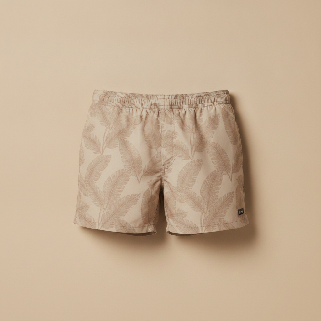 Costume Boxer Uomo con Coulisse – Fantasia Tropicale Estiva - Palme Beige