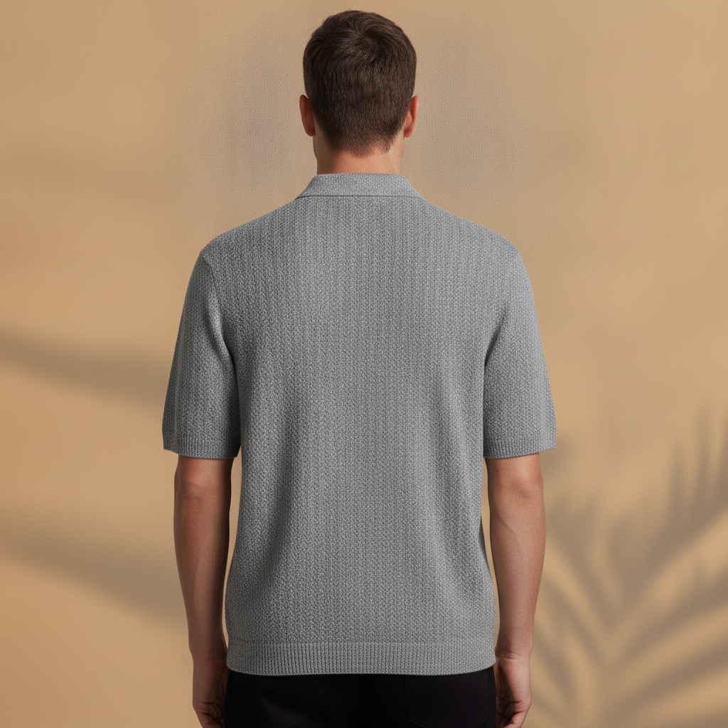 Polo Uomo in Maglia Spigata Testurizzata – Effetto Elegante - vista posteriore