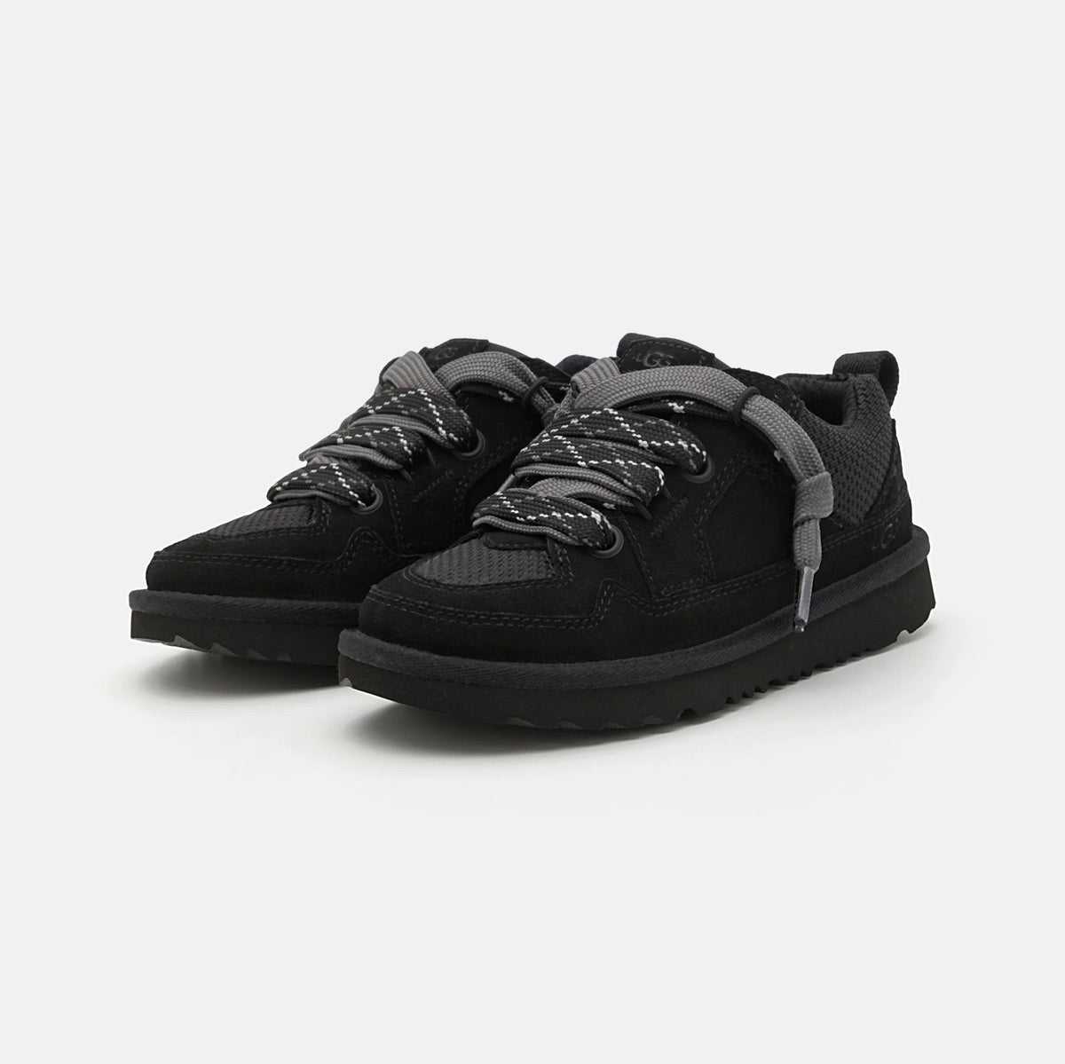 UGG Lowmel Lo Black sneakers uomo e donna in pelle scamosciata nero, vista frontale